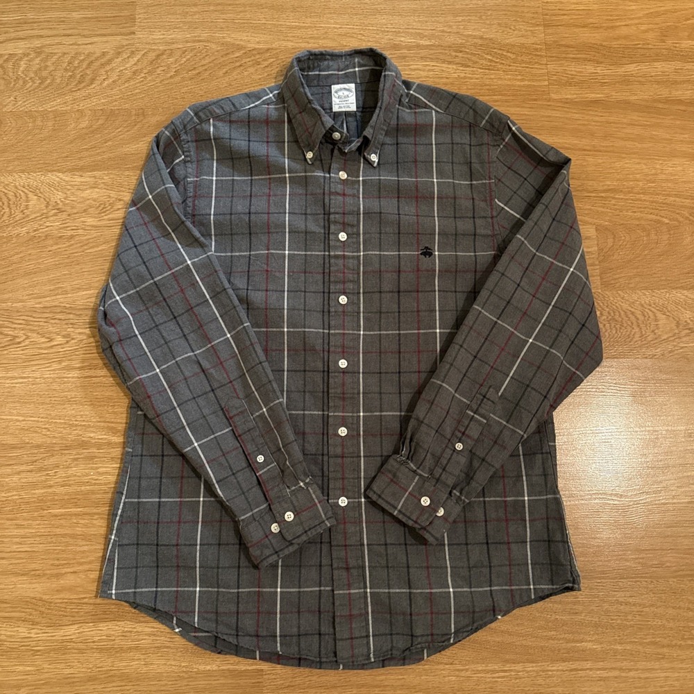 Brooks Brothers 1818 Oxford Shirt Men's Large Regent Fit Multicolor Plaid Preppy